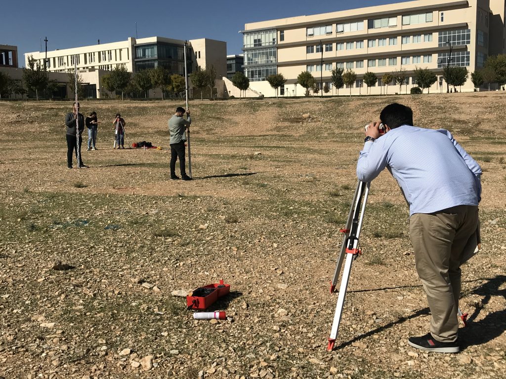 CVE students While Performing A Surveying Experiment on the KUST Campus